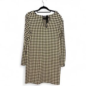 Black and White Womens V-Neck Checkered Dress